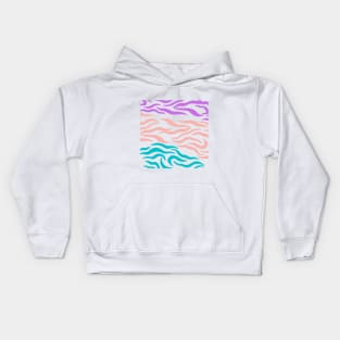 Violet Pink Blue wavy pattern in Whte Kids Hoodie